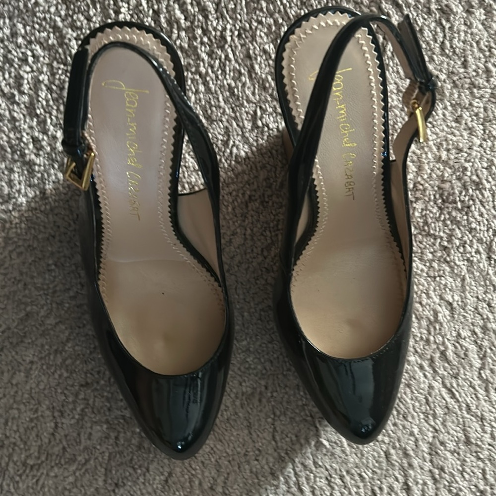 Patent all real leather wedges. Very comfortable,